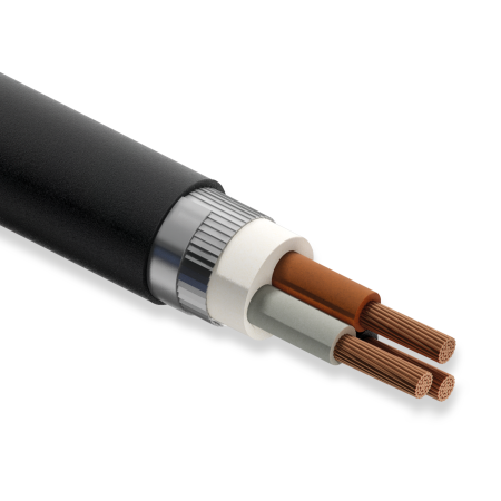 Koç Kablo YVZ3V-R, 3x240 mm, NYFGBY Kablo, 1 Metre, 0.6/1 kV, Bakır İletkenli, Yassı Galvanizli Çelik Tel Zırhlı, PVC İzoleli Kablo
