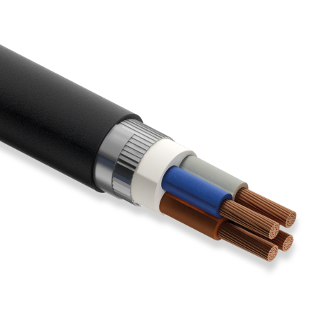 Koç Kablo YVZ3V-R, 4x95 mm, NYFGBY Kablo, 1 Metre, 0.6/1 kV, Bakır İletkenli, Yassı Galvanizli Çelik Tel Zırhlı, PVC İzoleli Kablo