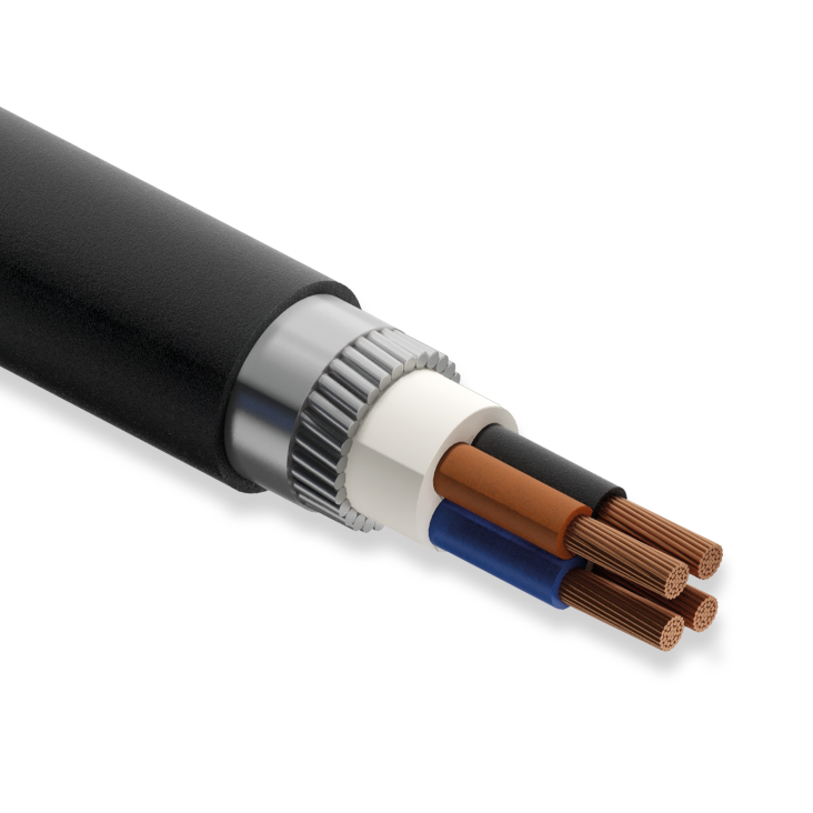 Koç Kablo N2XRH, 3x95+50mm, 1 Metre, 0.6/1 kV, XLPE İzoleli, Bakır İletkenli, Yuvarlak Galvanizli Çelik Tel Zırhlı Kablo