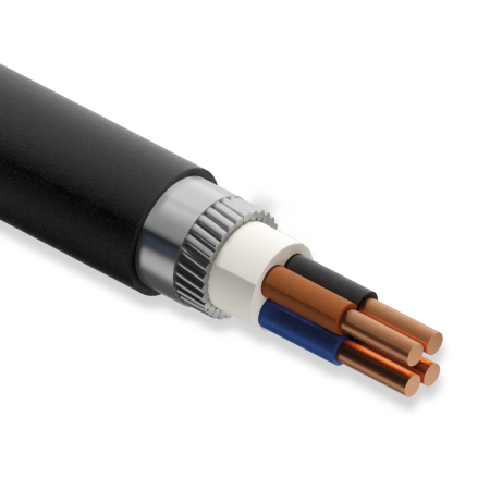 Koç Kablo N2XRH, 4x4 mm, 1 Metre, 0.6/1 kV, XLPE İzoleli, Bakır İletkenli, Yuvarlak Galvanizli Çelik Tel Zırhlı Kablo