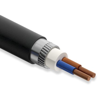 Öznur Kablo YXZ2V-R, 2x50 mm, N2XRY Kablo, 1 Metre, 0.6/1 kV, XLPE İzoleli, Bakır İletkenli, Yuvarlak Galvanizli Çelik Tel Zırhlı, XLPE İzoleli Kablo